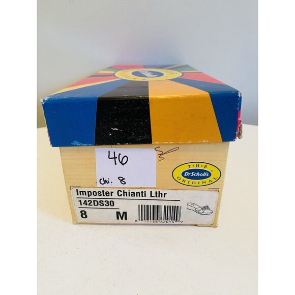 Dr Scholls Women Size 8 M Wood Exercise Clog Sandal Red Leather Slide Shoe New - Picture 2 of 13